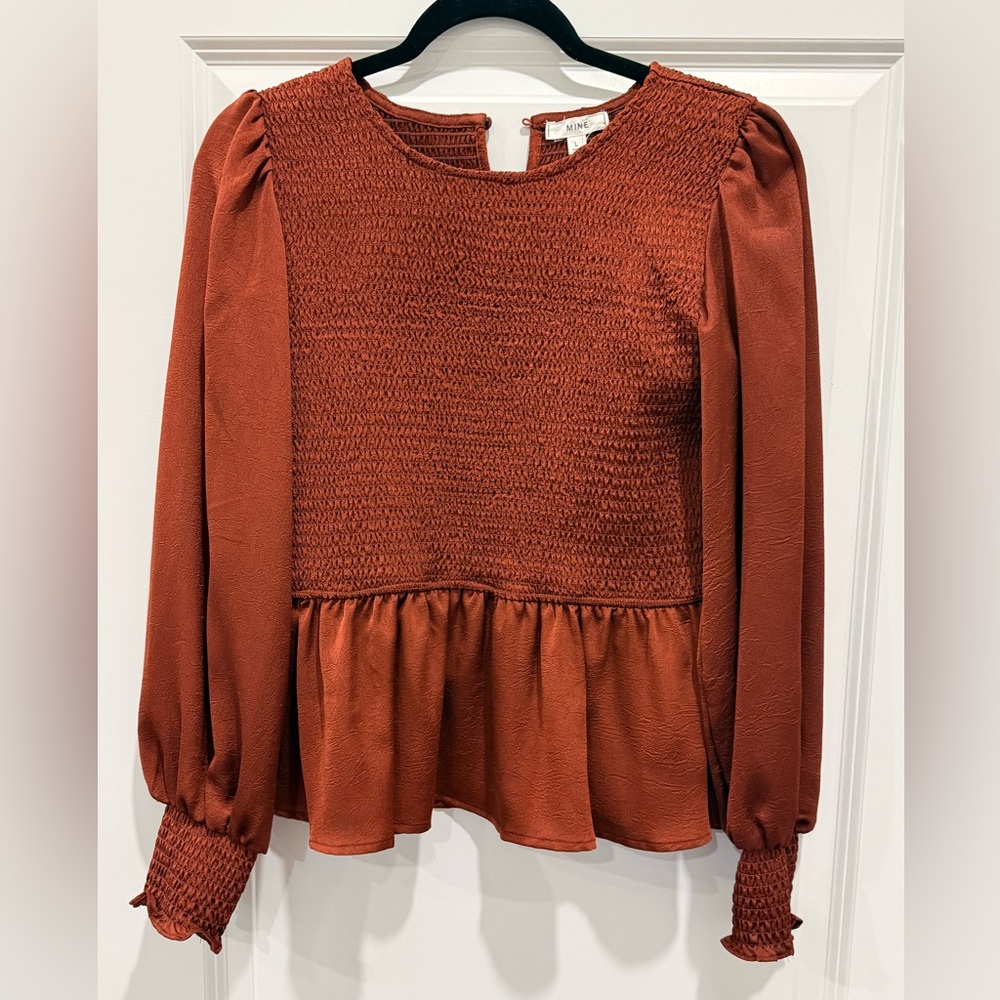 Mine Terracotta Smocked Blouse